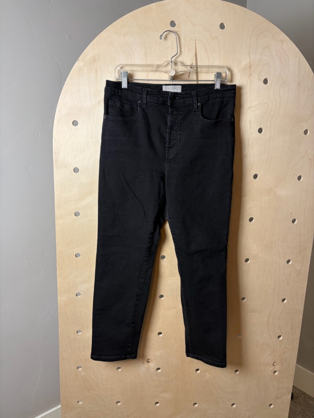 EVERLANE Women’s Authentic Stretch High-Rise Cigarette Jean Button Fly Black 32R - Picture 2 of 6
